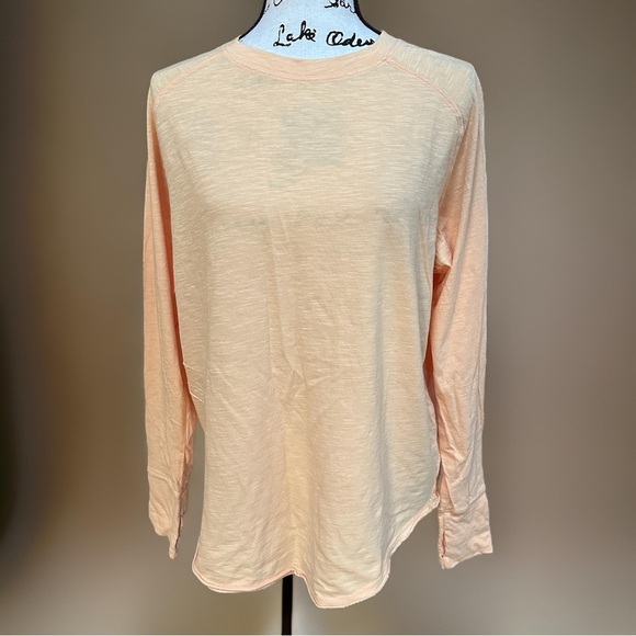 🔴 5 for $10 Zella Light Peach Cotton Relaxed Fit Long Sleeve Jersey Top Size S - Picture 1 of 9